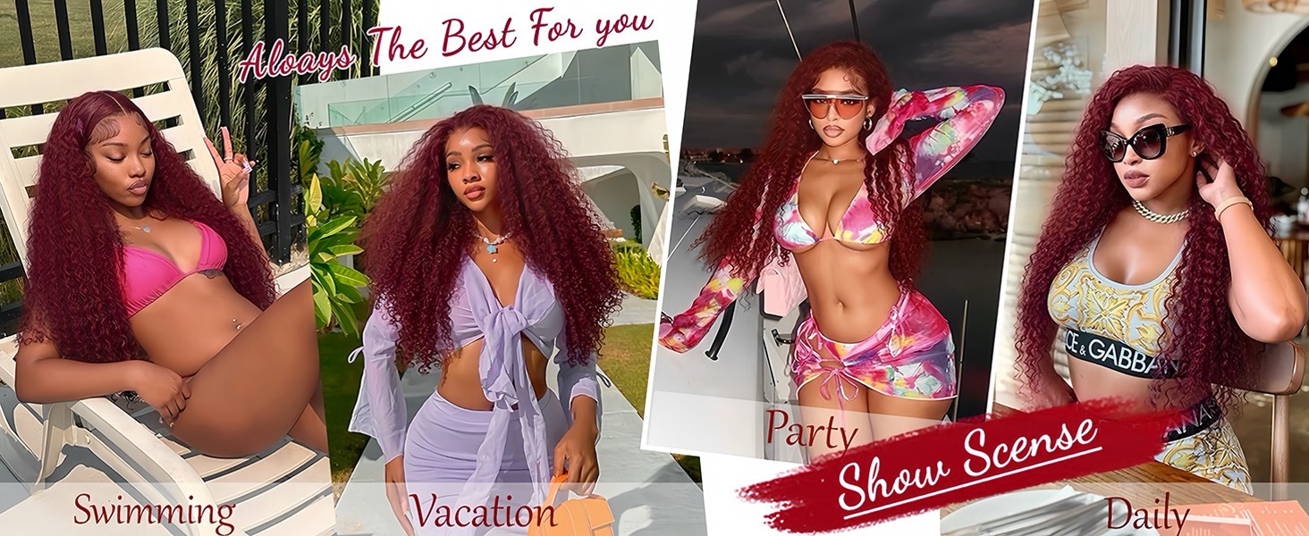 Amazon.com : ALSZIQIHR 99j Burgundy Water Wave 13x4 HD Lace Front